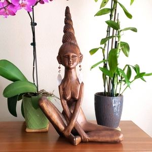 Mid century carved wood